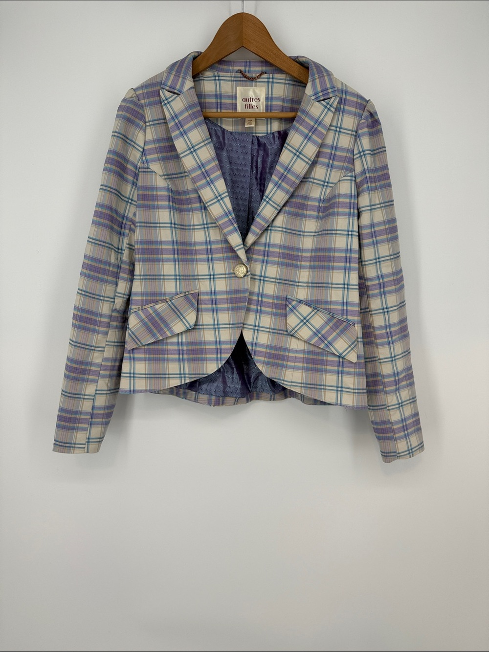 Autres Filles Lavender Plaid Tailored Blazer Size Medium